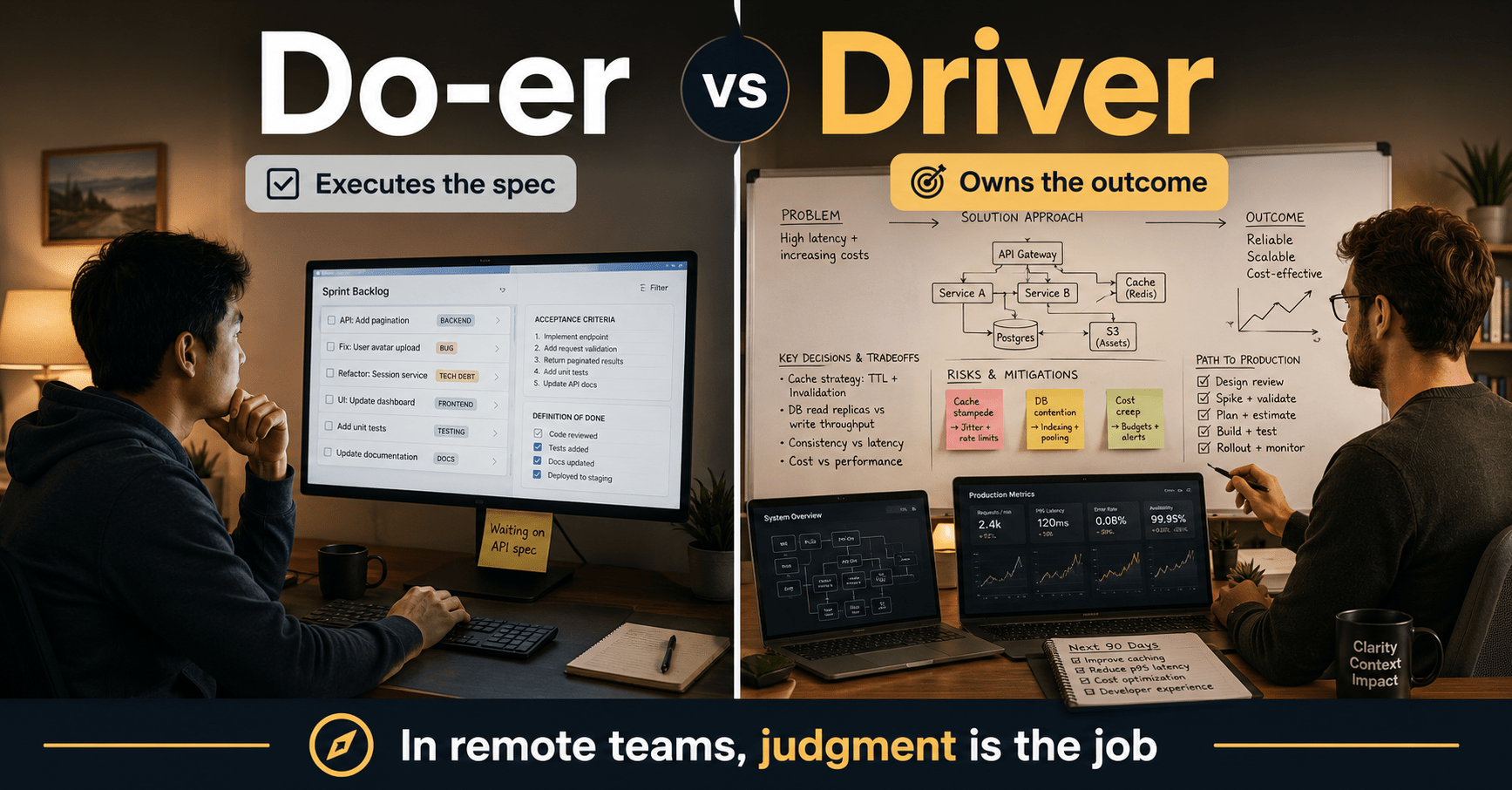 Hiring a driver, not a doer: someone who owns a problem from ambiguity to shipped.