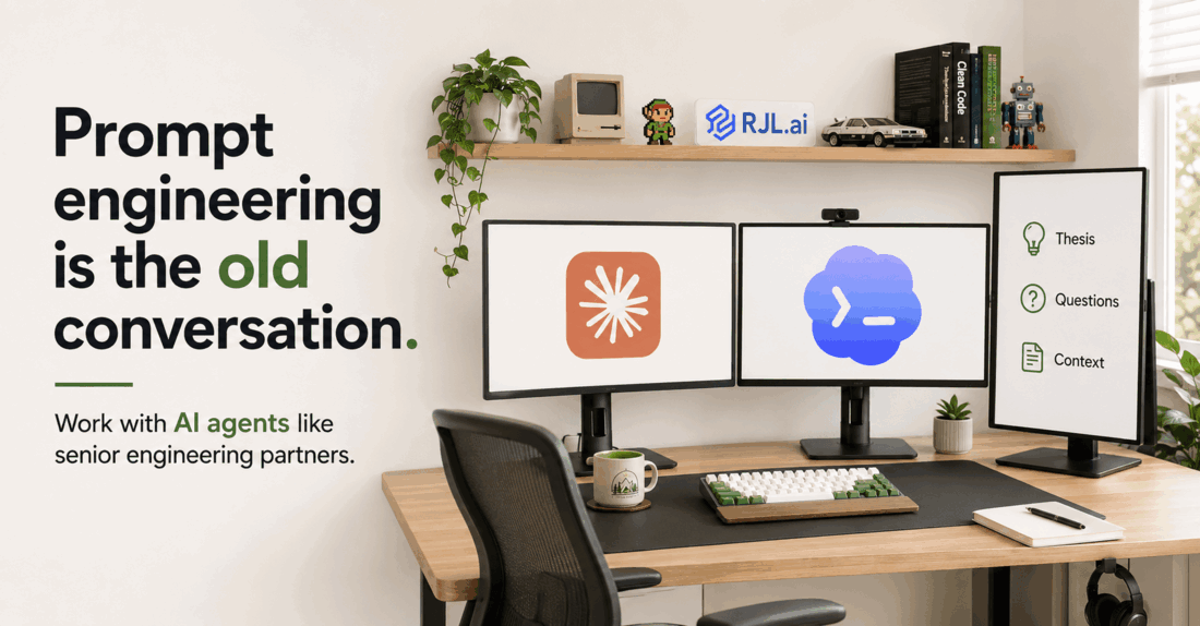 Prompt engineering is the old conversation. Work with AI agents like senior engineering partners: thesis, questions, context.